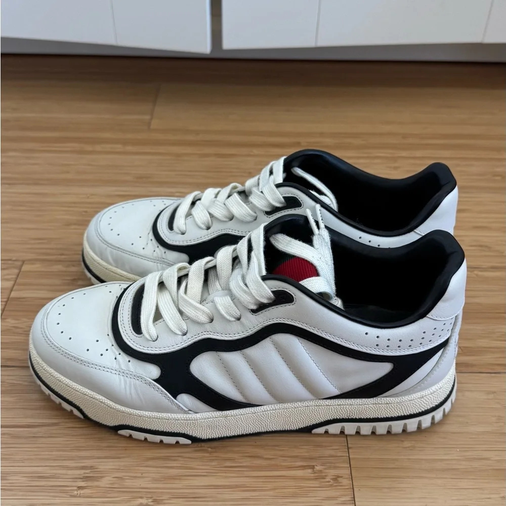Gucci White and Black Men's Sneakers, real leather, size us 6,5 eu 40